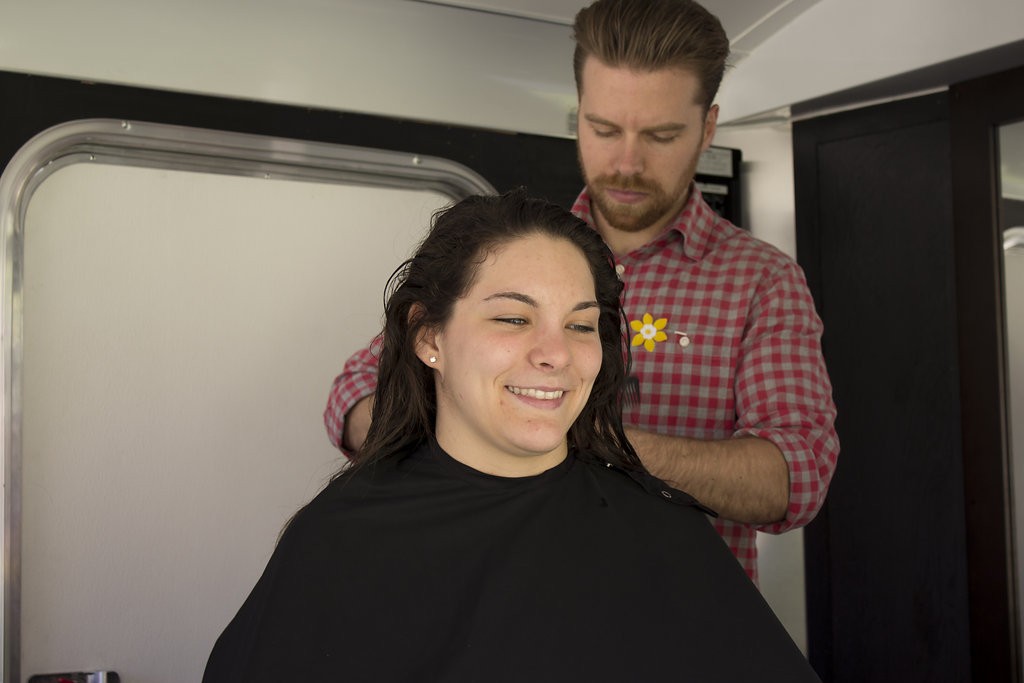 Kelowna Hair Salon - Plan B supports cuts for a cure - smiling event participant